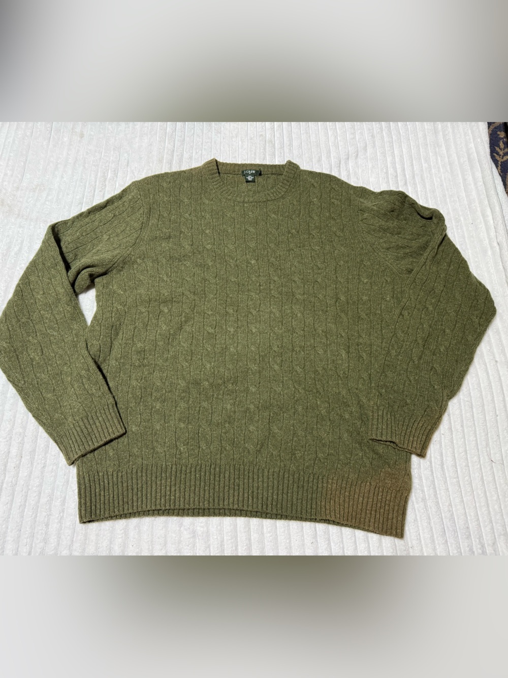 J. Crew Olive Green Wool Crewneck Sweater - men’s